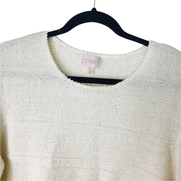 Cleo Knit Cream Scoop Neck Wool blend Pullover jumper sweater women size L - Picture 5 of 11